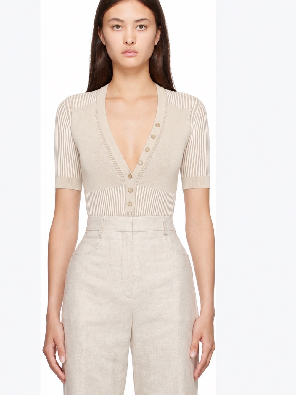 JACQUEMUS Beige Le Body Yauco Bodysuit, Sz FR40, NWOT